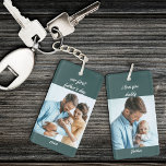 Porte-clés Notre prénom de Fête des pères et l'année verte 2<br><div class="desc">Porte - clé photo pour la première fête des pères d'un nouveau papa. Le modèle photo est configuré pour ajouter 2 de vos photos préférées, qui sont imprimées de chaque côté, en format carré / instagram. Le libellé est entièrement modifiable et se lit actuellement "notre première fête des pères [année]...</div>