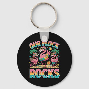 Porte-clés Notre troupe rock Flamingo Vacances d'été Famille