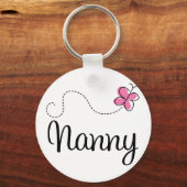 Porte-clés Nounou à papillon rose mou (Recto)