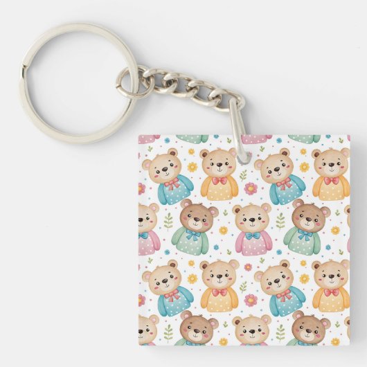 Porte-clés Nounours et fleurs (Devant)