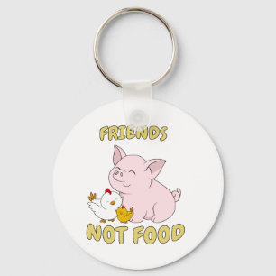 Porte-clés Nourriture d'amis pas - porc et poulet mignons