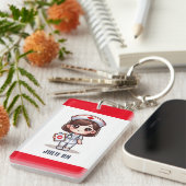 Porte-clés Nourriture Manga mignonne avec cheveux Brown Brown (Devant droit)