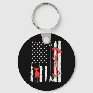 Porte-clés Nous Drapeau Deer Bow chasse Patriotique Archer Hu