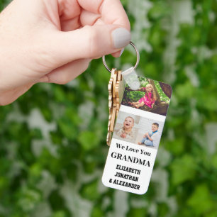 Porte-clés Nous t'aimons Collage photo de grand-mère