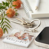 Porte-clés Nous Vous Aimons Papa Script Nom Photo Overlay (Devant Droit)