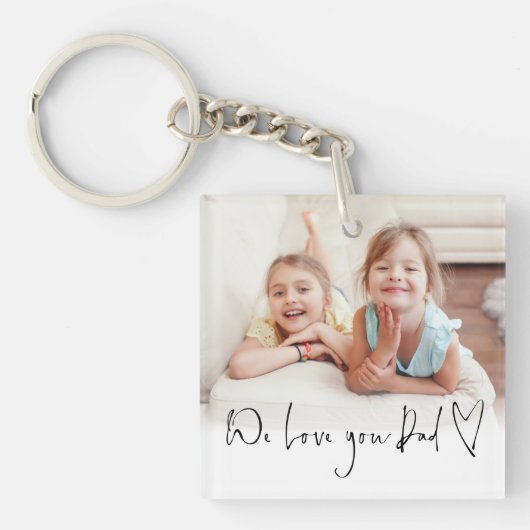 Porte-clés Nous Vous Aimons Papa Script Nom Photo Overlay (Devant)