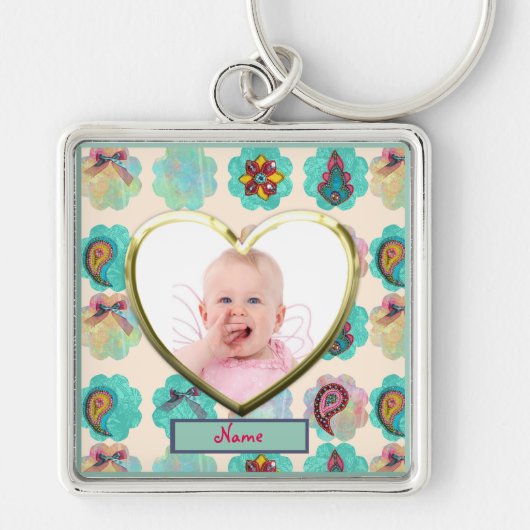 Porte-clés Nouveau cadeau photo bébé Scrapbooking paisley Pho (Devant)
