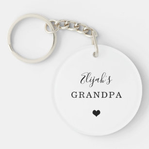 Porte-clés Nouveau grand-père - Nom de l'enfant Simple Coeur 