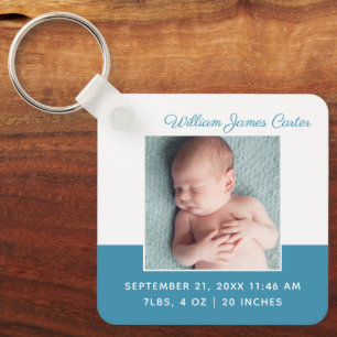 Porte-clés Nouveau-né Bébé Garçon Bleu photo mignon double fa