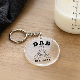 Porte-clés Nouveau Papa Bébé Épaule Ligne Artistique