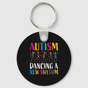 Porte-clés Nouveau T-shirt Autisme Squelette Danse Rythme Aut