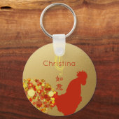 Porte-clés Nouvel An Chinois Du Coq Bon Monogramme De Chance (Recto)