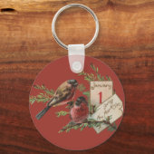 Porte-clés Nouvel An vintage Oiseaux (Recto)