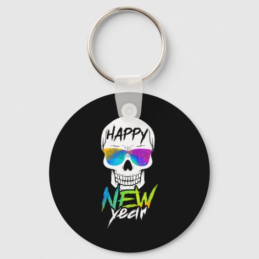 Porte-clés Nouvelle année crâne abstraite joyeuse (Recto)