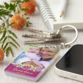 Porte-clés Nouvelle Grand-mère Fleurs Élégantes Bourgogne | P (Devant droit)