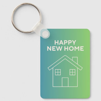 Porte-clés Nouvelle Maison Heureuse avec Fond à Dégradé Vert