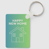 Porte-clés Nouvelle Maison Heureuse avec Fond à Dégradé Vert (Verso)