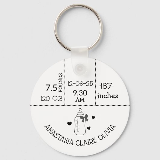 Porte-clés Nouvelle maman Baby arrivée bébé statistiques nouv (Recto)