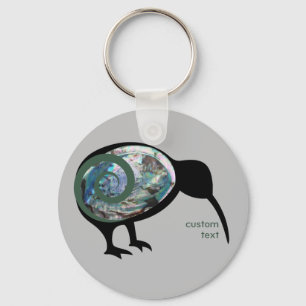 PORTE-CLÉS NOUVELLE-ZÉLANDE KIWI OISEAU PAUA NOIR VERT FERN K