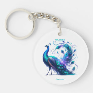 Porte-clés Novembre Mois de naissance Esprit Animal Peacock