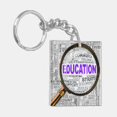 Porte-clés Nuage de mots Loupe Concept Éducation (Devant gauche)