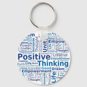 Porte-clés Nuage de pensée positif de mot - couleurs bleues