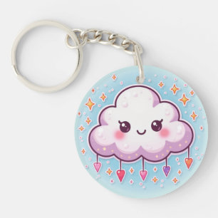 Porte-clés Nuage Souriant Étincelant – Pastel Kawaii