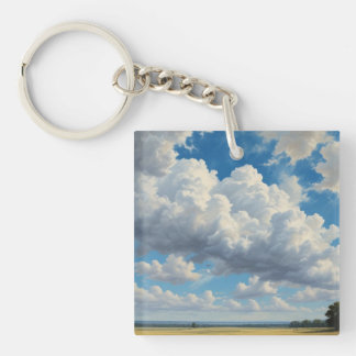 Porte-clés Nuages blancs et ciel bleu clair