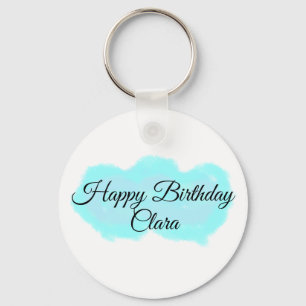 Porte-clés Nuages bleu vert pastel heureux anniversaire enfan