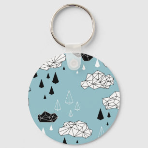 Porte-clés Nuages géométriques et pluie, motif sans soudure.