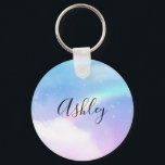 Porte-clés Nuages pastel magiques et arc-en-ciel<br><div class="desc">Un porte - clé à l'image arrière - plan douce et agréable. Le bleu pastel et les nuages roses avec un arc-en-ciel magique.</div>