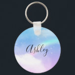 Porte-clés Nuages pastel magiques et arc-en-ciel<br><div class="desc">Un porte - clé à l'image arrière - plan douce et agréable. Le bleu pastel et les nuages roses avec un arc-en-ciel magique.</div>