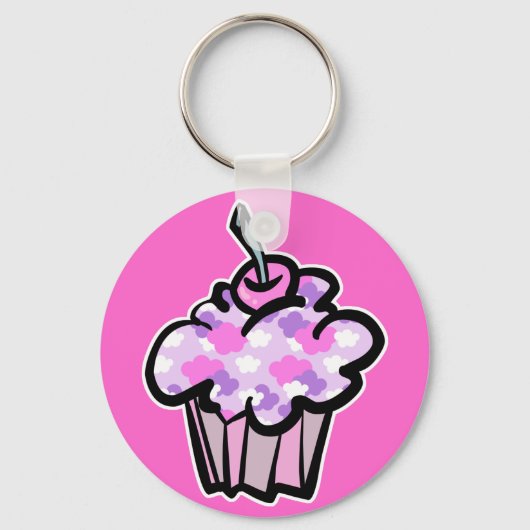 Porte-clés nuages rose et violet cupcake (Recto)