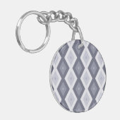 Porte-clés Nuances de bleu gris motif diamant (Devant gauche)