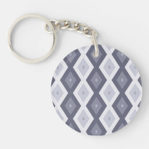 Porte-clés Nuances de bleu gris motif diamant