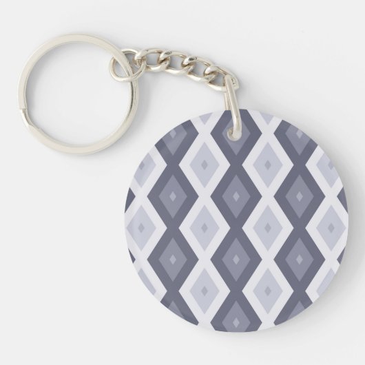 Porte-clés Nuances de bleu gris motif diamant (Devant)