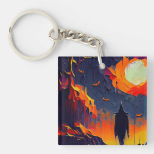 Porte-clés Nuit Abstraite d'Halloween moderne