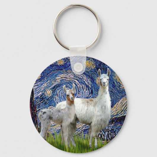 Porte-clés Nuit étoilée avec deux lamas (Recto)