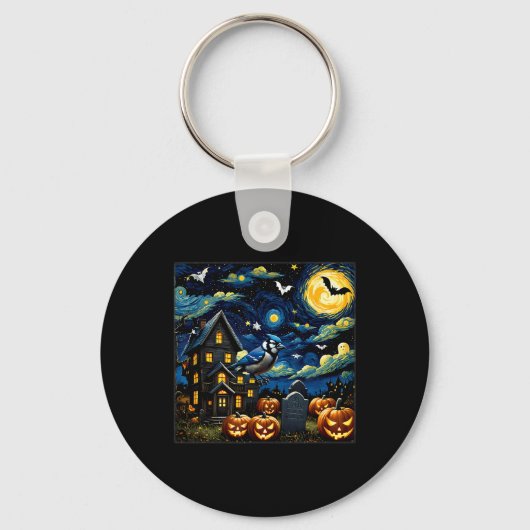 Porte-clés Nuit étoilée de Jay Bleu Halloween (Recto)