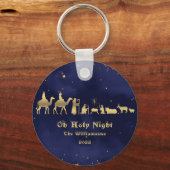 Porte-clés Nuit étoilée de Noël en céramique dorée Oh Sainte (Recto)