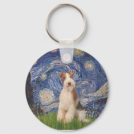 Porte-clés Nuit étoilée - Fil Fox Terrier 3 (Recto)