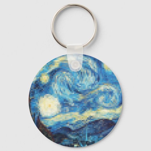 Porte-clés Nuit étoilée Pixellée par Van Gogh (Recto)