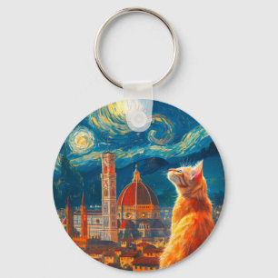 Porte-clés Nuit étoilée sur Florence Art du chat roux