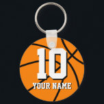 Porte-clés Number 10 basketball keychains | Personalizable<br><div class="desc">Number 10 basketball keychains | Personalizable team name and jersey number. Cool sports gift idea for basketball players and coaches.</div>
