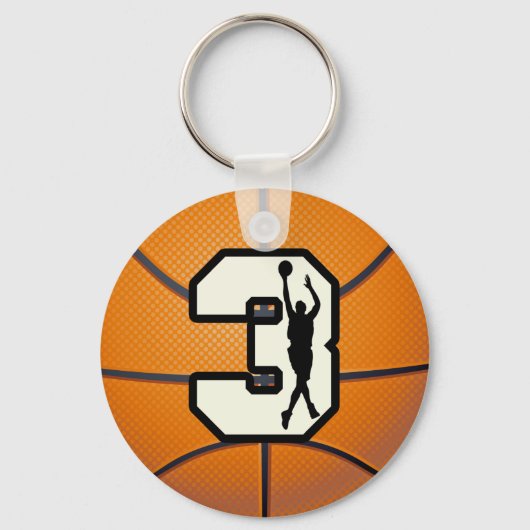 Porte-clés Number 3 Basketball and Player (Recto)