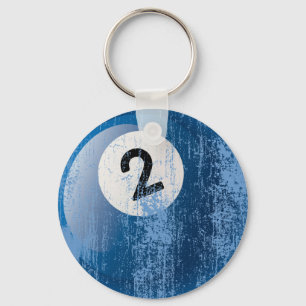 PORTE-CLÉS NUMÉRO 2 BILLIARDS BALL - STYLE ÉRODÉE ET VIEILLIS