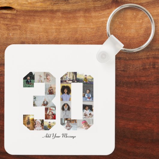 Porte-clés Numéro 30 Collage photo (Verso)
