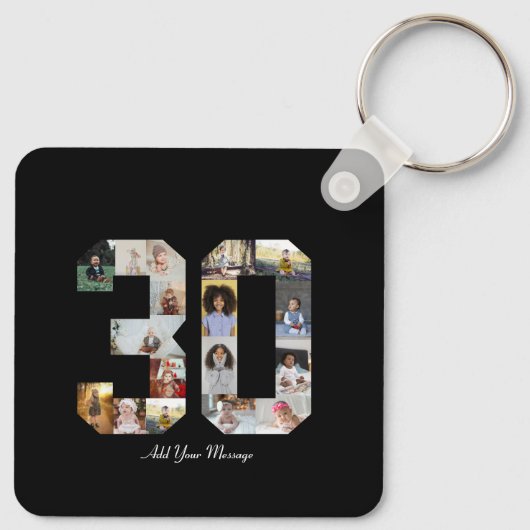 Porte-clés Numéro 30 Collage photo (Dos)