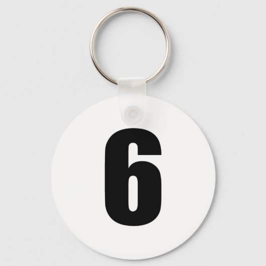 Porte-clés numéro 6 en noir sur blanc bouton porte - clé (Recto)