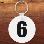 Porte-clés numéro 6 en noir sur blanc bouton porte - clé (Recto)